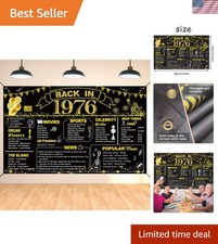 50th Birthday Black Gold Party Decoration, Back in 1976 Banner 50 Old Birthd...