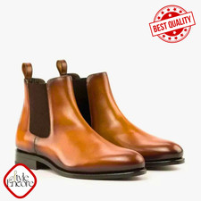 Men’s Heritage Artisan Chelsea Tan Boots – Formal Boots for Men Dress Boots Sale