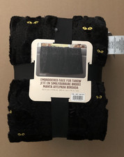 NWT Costco Halloween Faux Fur Throw Blanket - Black Cat - In Hand - VHTF
