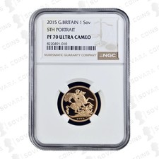 2015 Fifth Portrait Gold Proof Sovereign PF70 Ultra Cameo