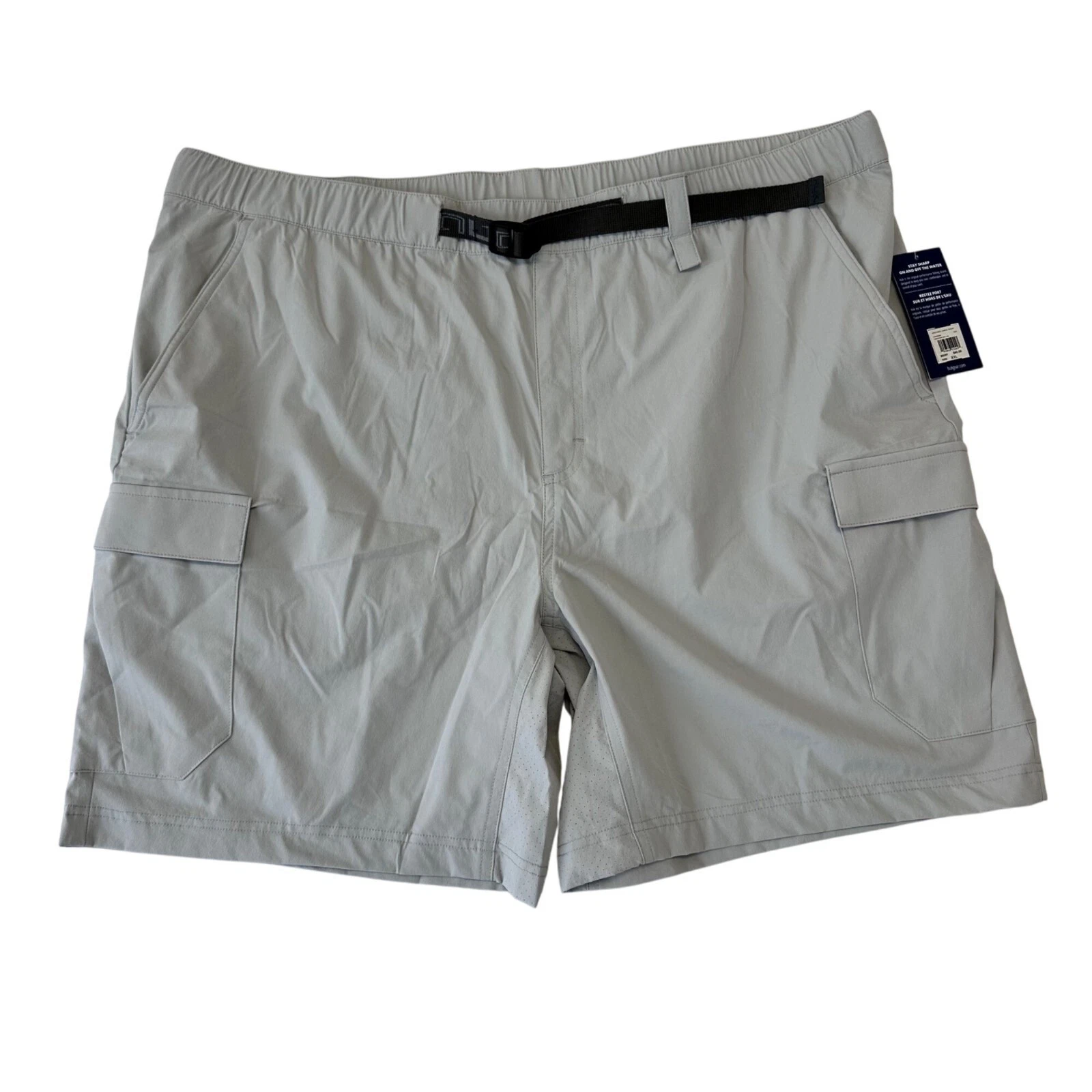 Huk Mens Creekbed Cargo Shorts NWT Size XXL Gray Outdoor Fishing Belt Pockets