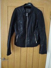 Ladies Black Ci Sono Faux Leather Jacket Size L( See Pics For Measurements)