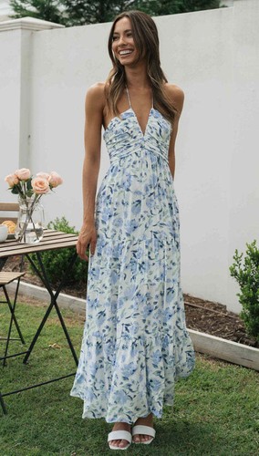 Hot Selling Damenbekleidung Chiffon V-Ausschnitt ärmellos langes Patchworkkleid - Bild 5 von 16