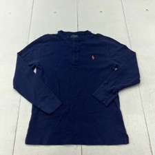 Polo Ralph Lauren Blue 1/4 Button Long Sleeve T-Shirt Boys Size Medium 10-12