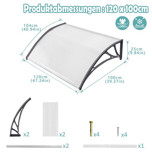 120-300 cm toldo atril puerta de entrada marquesina ventana marquesina techo puerta de entrada - Imagen 14 de 17