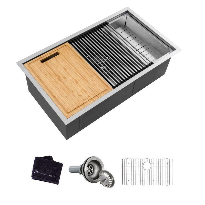 Glacier Bay 4303FOB Undermount Single Bowl Kitchen Sink and Accessory Kit