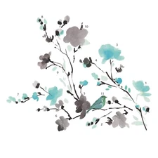 RoomMates RMK2687SCS Blossom Watercolor Bird Branch Peel and Stick Wall Decal...