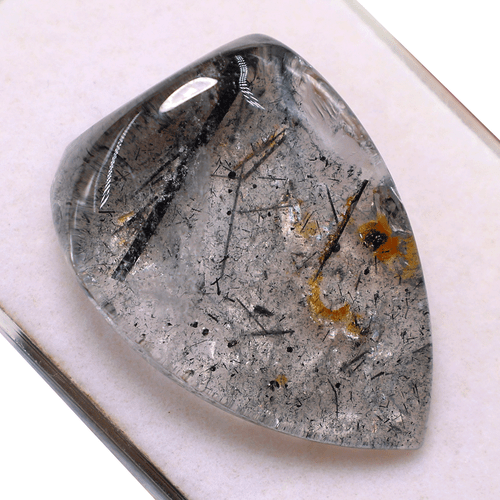 Lot 5 Pcs Natural Tourmaline Rutile Quartz Hi-Grade 23mm-34mm Cabochon Gemstones - Picture 5 of 13