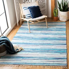 Safavieh Rag Rug IVORY / BLUE 4' X 6' Area Rug - RAR126B-4