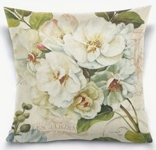 Vintage Magnolia Rose Floral French Decor Throw Pillow Cover Holiday HOME Decor