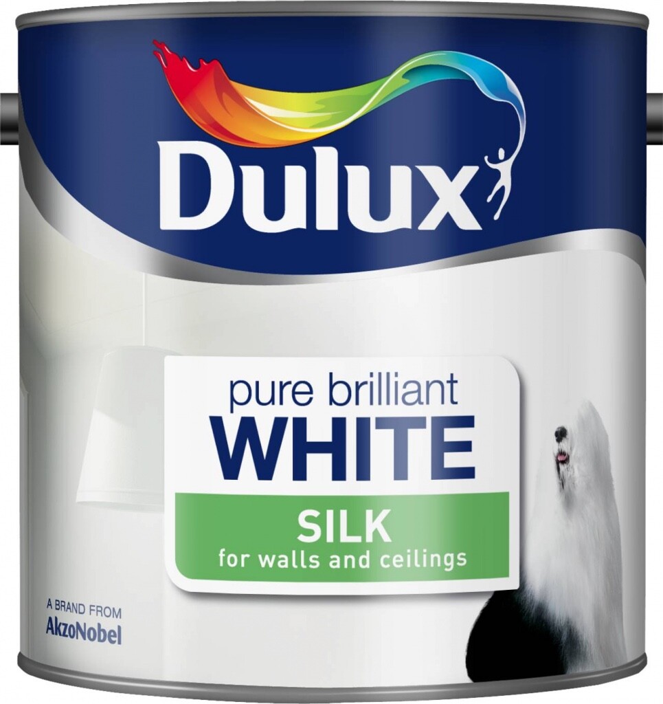 Dulux Silk Emulsion Paint - Walls & Ceilings - Pure Brilliant White - 2.5L - Image 2