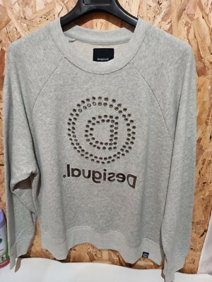 Felpa grigia donna Desigual taglia XL con disegni