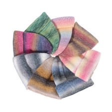 Bonnet D'Hiver Unisexe À Revers Arc-En-Ciel Tie Dye Chaud Doux Tricoté Côtelé