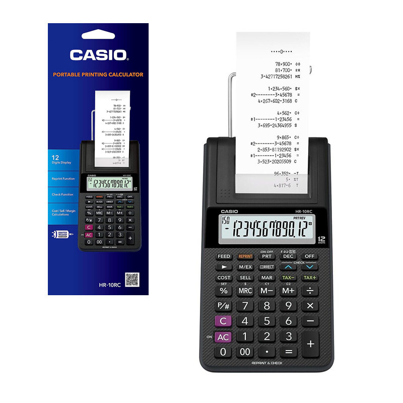 Casio HR-10RC 12-Digit Printing Calculator Black 24396585