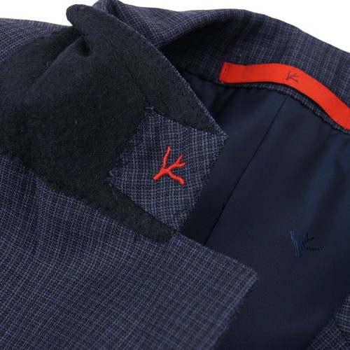 Isaia Slim-Fit Slate Blue Mini Check Super 120s Wool Sport Coat 44R (Eu 54) NWT - Picture 4 of 10