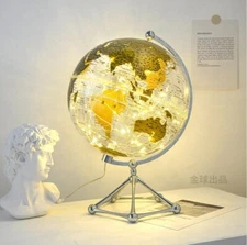 Brighten your space with a 20cm (8in) transparent LED globe featuring the world.