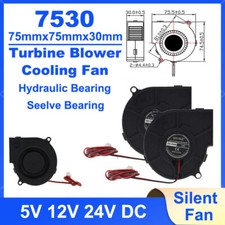7530 75mm Turbine Blower Cooling Fan Silent Fan 2 Pin- 5V 12V 24V DC 3D Printer