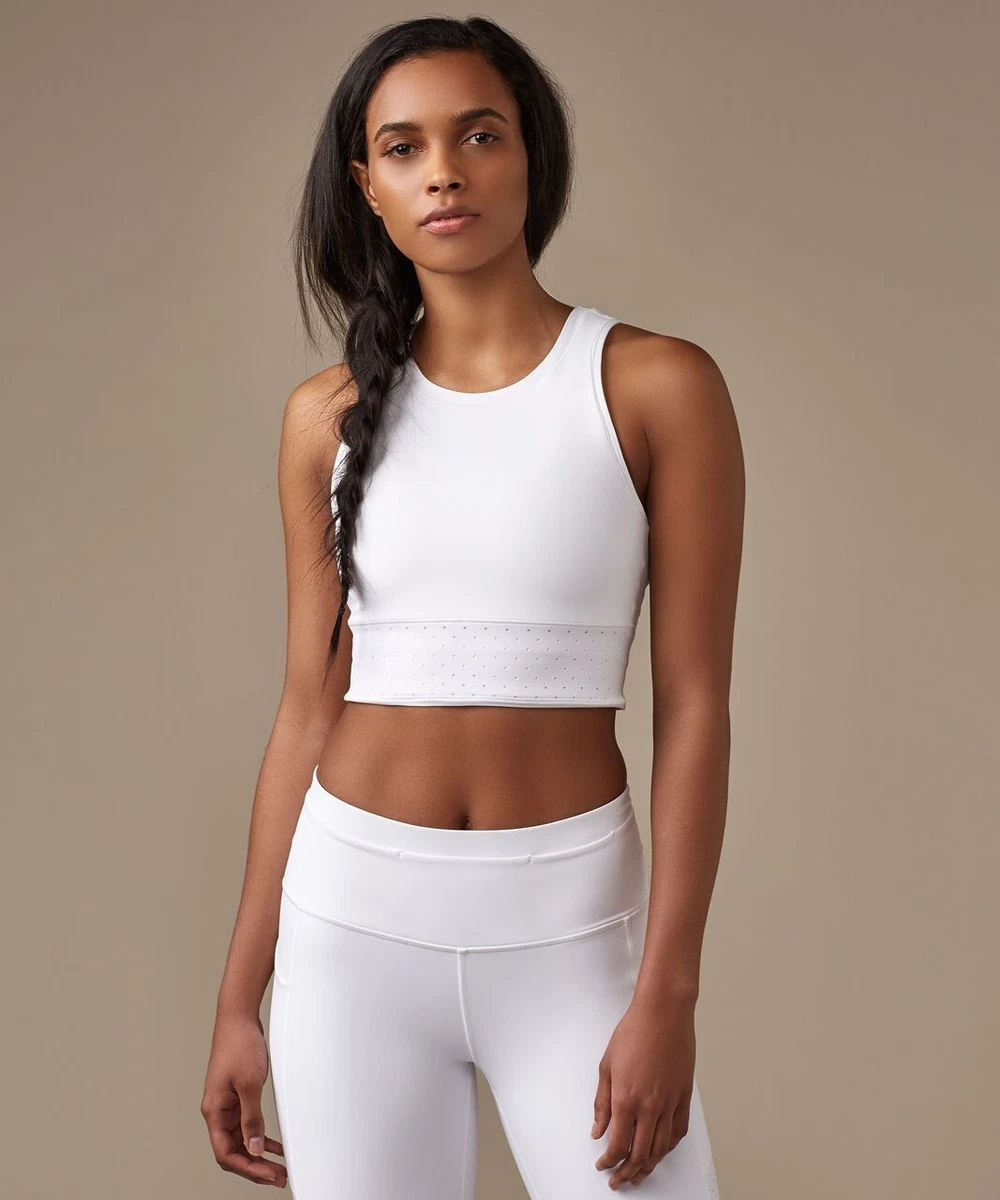 Lululemon 6 Mind Over Miles Crop Top White Long Line Over Bra