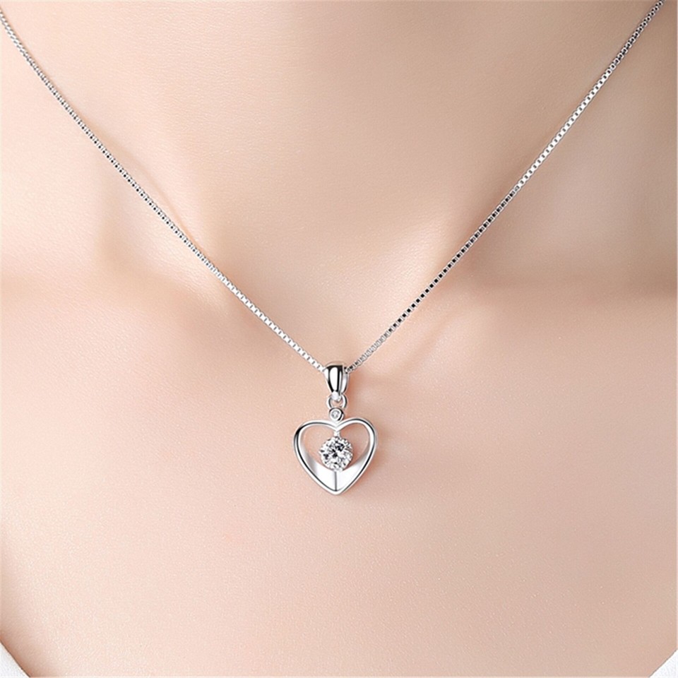 Aktully Heart Choker Necklace For Women - Silver & Black Crystal Heart Pendant, Stainless Steel