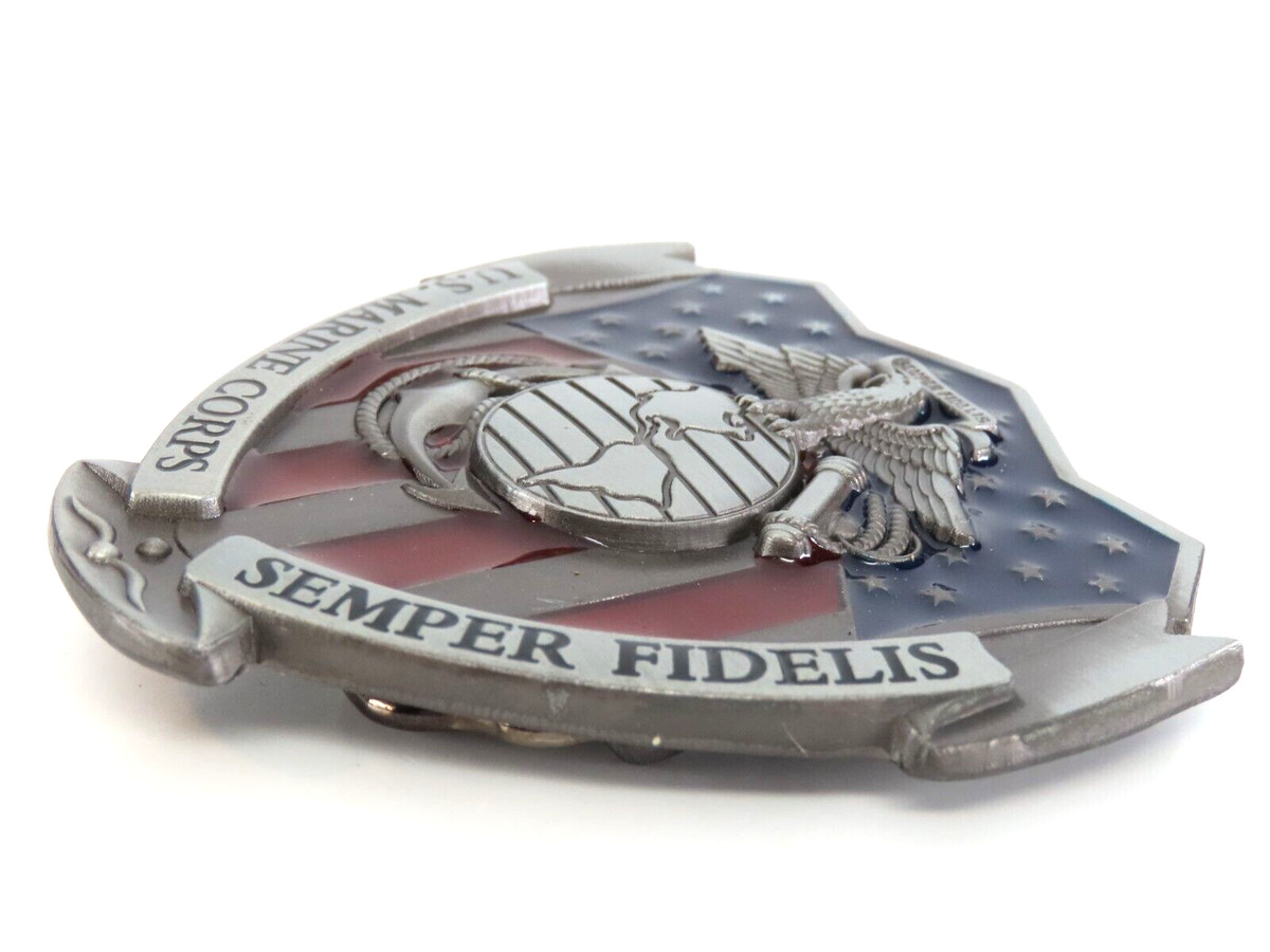 US Marine Corps Semper Fidelis Metal Enameled 3D Belt Buckle View 5