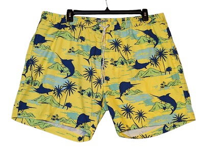 OCEAN COAST Mens Swimming Shorts 3X Big Tall Hawaiian Beach Sailfish Pockets