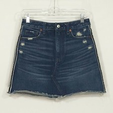 Abercrombie Fitch Denim Mini Skirt Side Stripe Raw Hem Women's Size 2