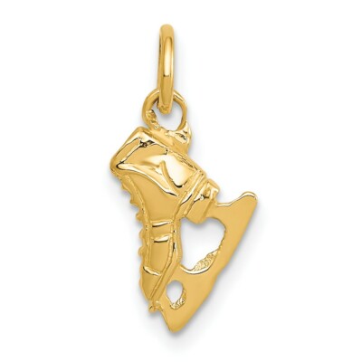 Echt 14kt Gelbgold 3D Schlittschuh Anhänger