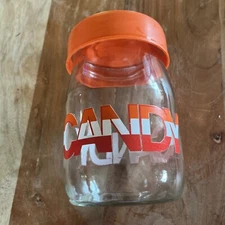 Vintage Halloween Candy Jar 1980s Carlton CANDY Glass 6 1/2in