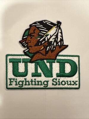 Und University of North Dakota Fighting Sioux embroidered iron on patch 3 X 3.25