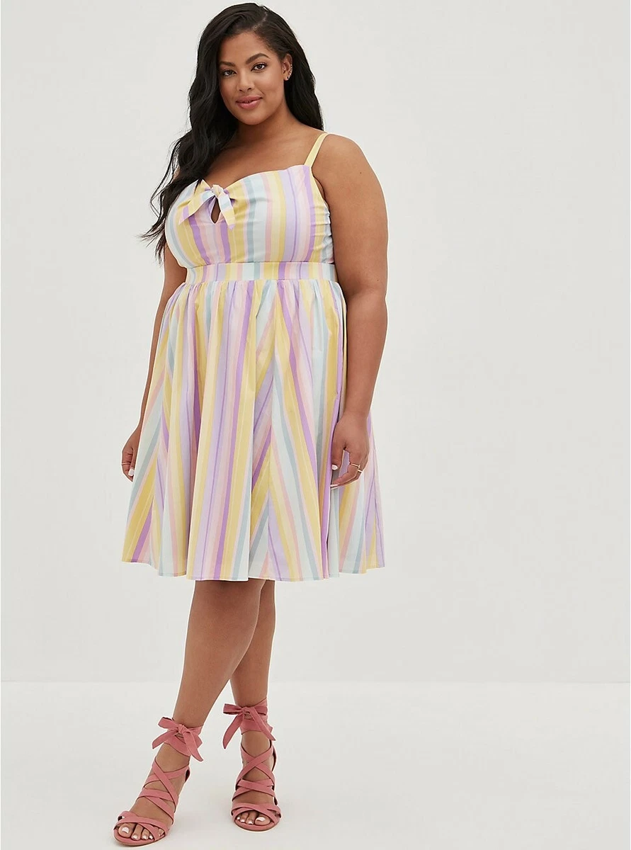 Torrid Tie Front Skater Dress Popin Multi Stripe NWT New 2X eBay