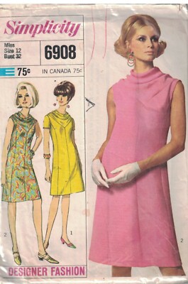6908 Vintage Simplicity Sewing Pattern Misses One Piece Dress Designer Fashion Ebay