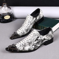 New Mens Metal Pointed Toe Leather Business Formal Dress Slip On Shoes