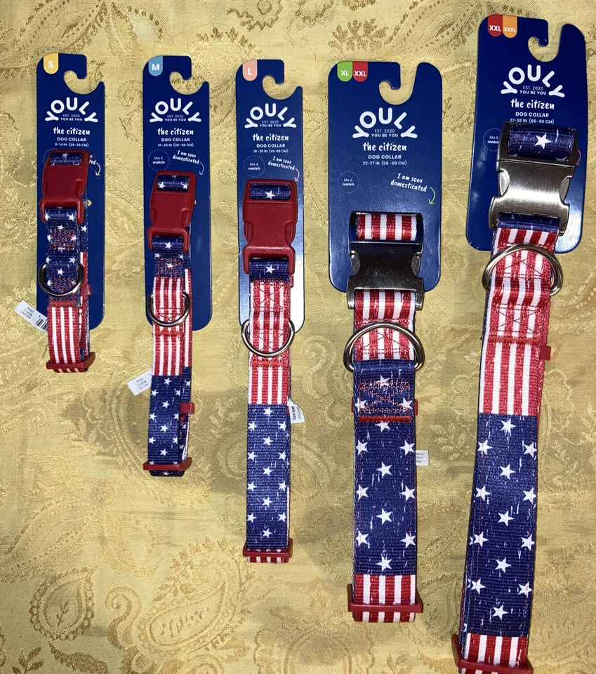 Youly American Flag Dog Collar (S, M, L, XL/XXL, XXL/XXXL) YOU CHOOSE