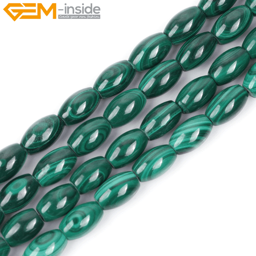 A+ Malachite Olivary Rice Natural Gemstone Grade Beads For Jewelry Making 15" UK - Picture 5 of 24