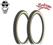 2 (TWO) Vintage Original Lowrider Tire 20" x 1.75" HF-120A Black/White YL Line.