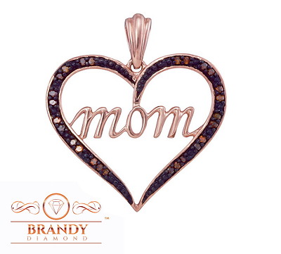Brandy Diamant 10K schokobraun Mama immer in meinem Herzen Halskette Anhänger
