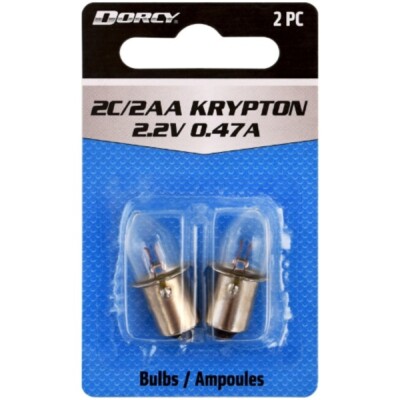 Dorcy 2C/2AA Krypton Flashlight Replacement Bulb Clear 2.2 V Bayonet Base 2pk