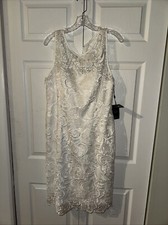 adrianna papell dress 14 Color White Lace New With Tag