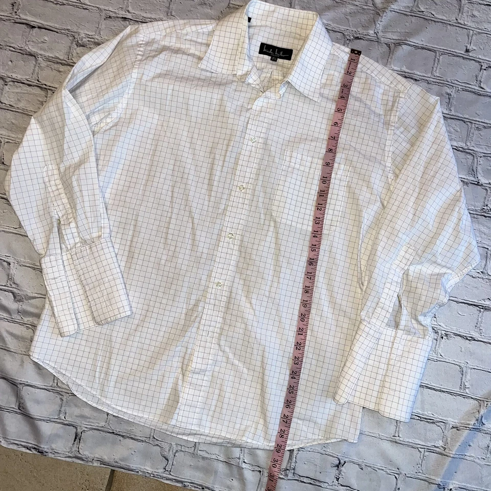 Camisa de vestir Nicole Miller para hombre 32/33 blanca a cuadros 16 1/2  Foto 2 de 4