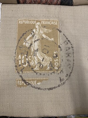 French Stamp Weave Fabric Piece