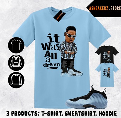 Tee Shirt Matching Foamposite One Psychic Blue Match Sneaker Sneakerhead Biggie