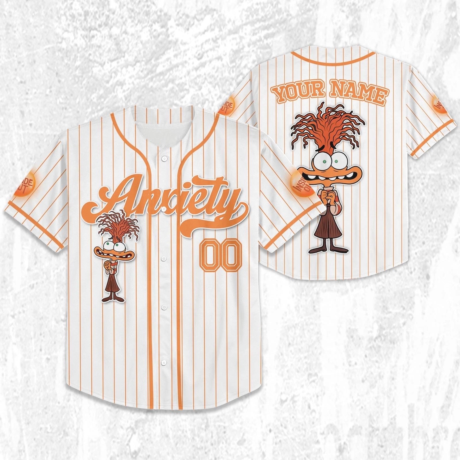 Custom Disney Inside Out Anxiety Simple Baseball Jersey, Disney Baseball