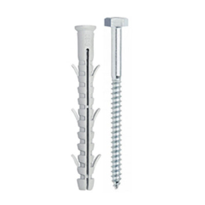 PACK 43 HEX HEAD SCREWS. TE 7X90mm + NYLON DOWEL WITH 6 FINS TECFI