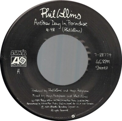 Phil Collins Another Day In Paradise Vinyl Single 7inch Atlantic