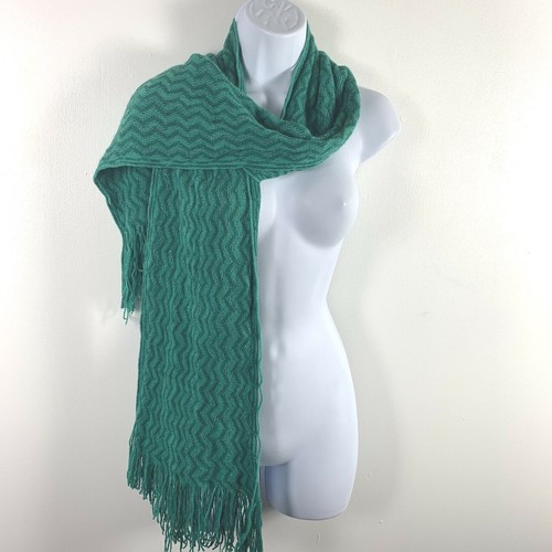 2 Chic Womens Scarf One Size Green Fringe Open Knit Soft Multifunctional NEW - Picture 10 of 13