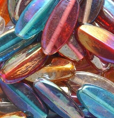Mixed Color Very Large AB Luster Oval Glass Beads - Picture 1 of 1