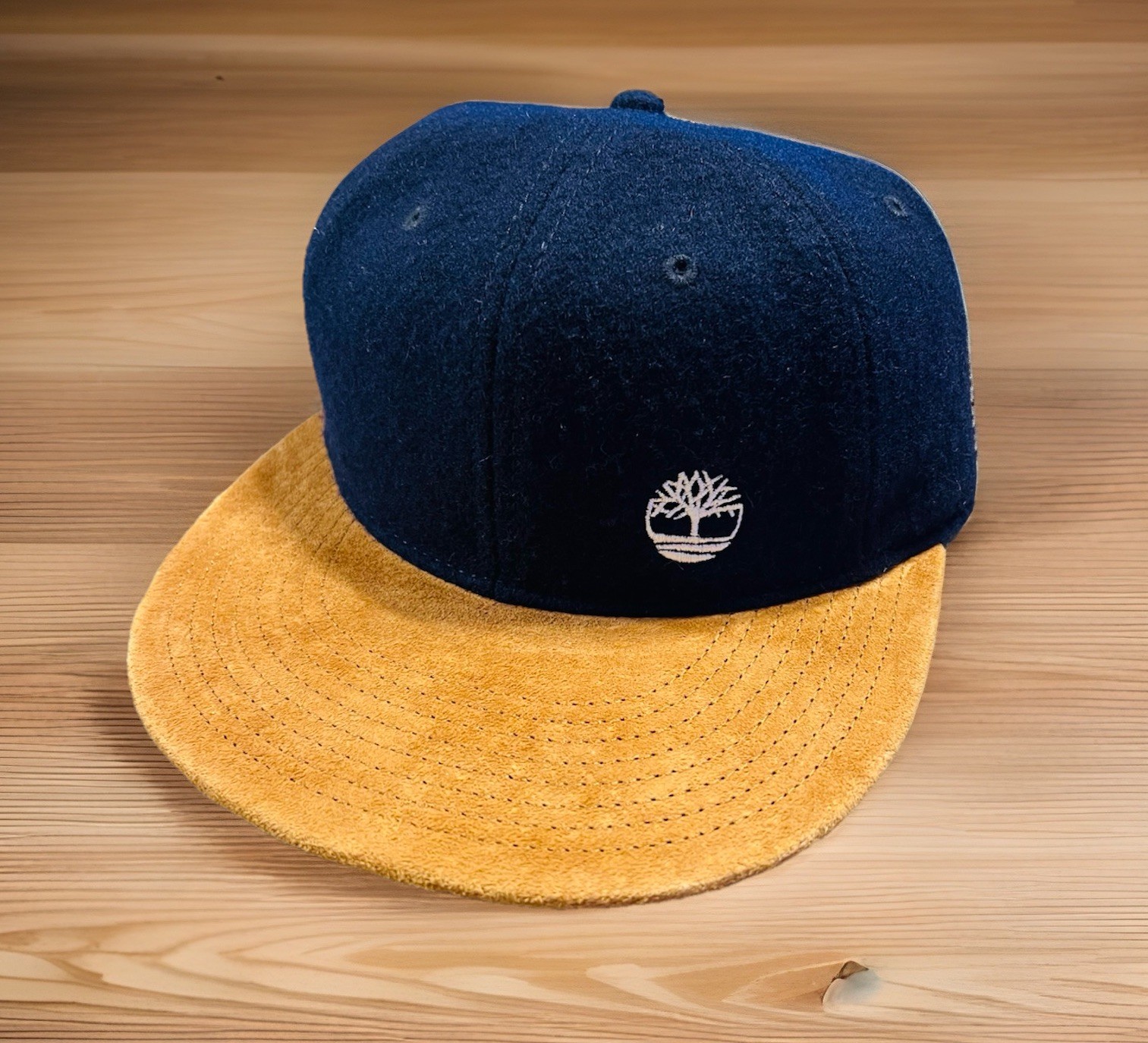 VTG Timberland x American Eagle AE Icon Baseball Hat Cap Strapback Blue Wool