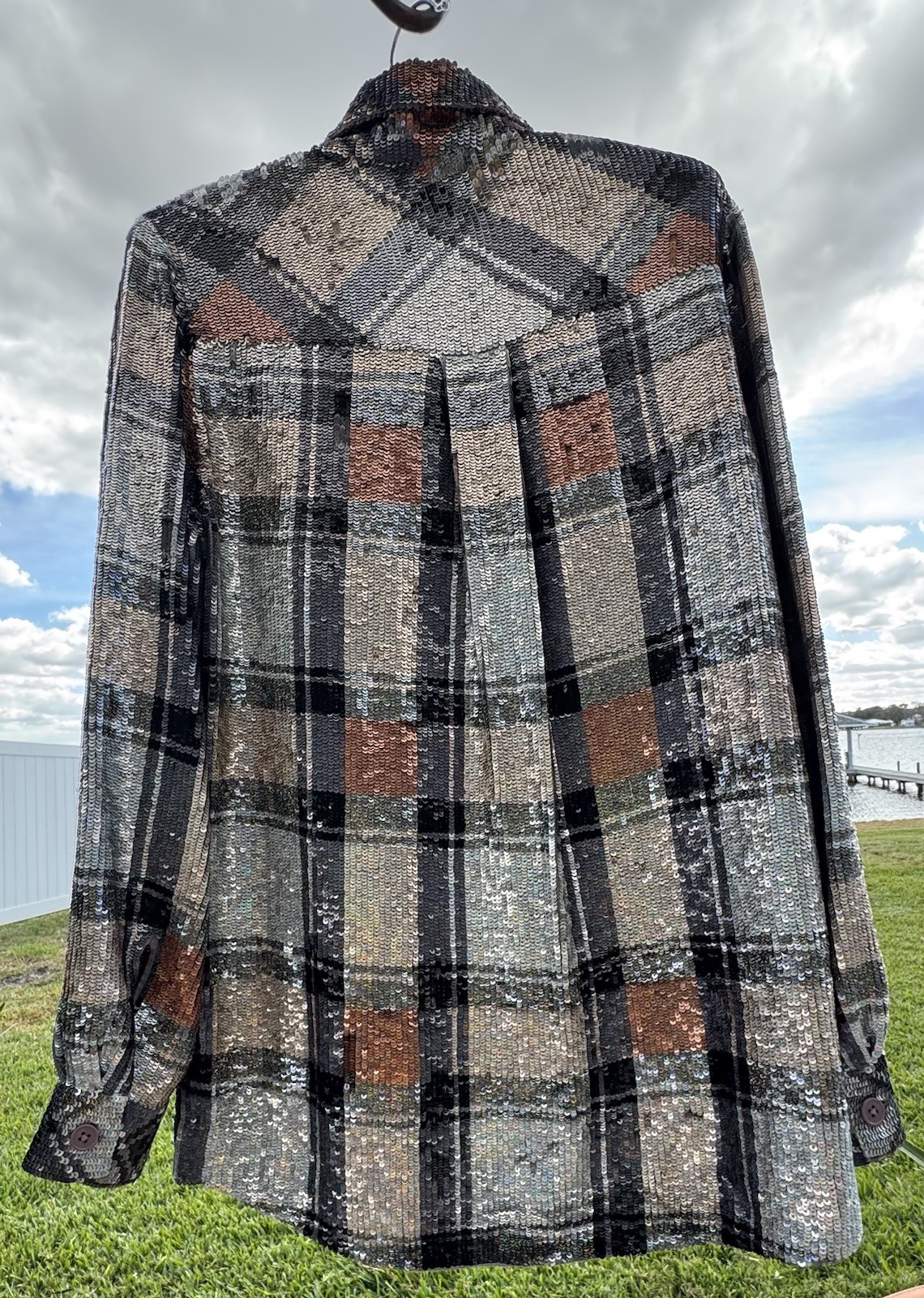 ASHISH Button Down Checked Checkered Sequin Embel… - image 2