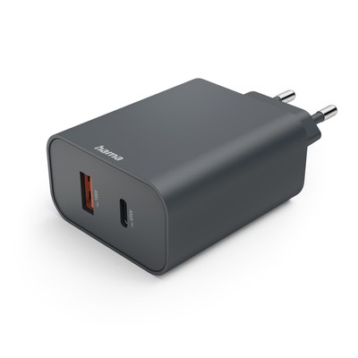 Hama 45W Schnellladegerät 1x USB-C 1x USB PD Ladegerät Netzteil Mehrfach Stecker