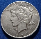 A 1927-D Peace Silver Dollar $1 US Silver Dollar